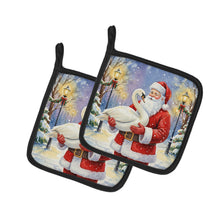 Load image into Gallery viewer, Swan with Santa Claus Pair of Pot Holders