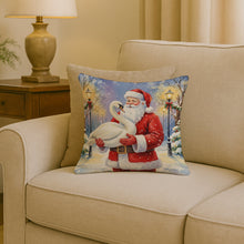 Load image into Gallery viewer, Swan with Santa Claus Throw Pillow