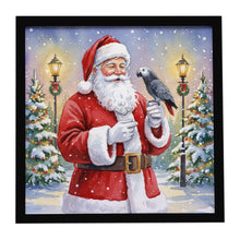 Load image into Gallery viewer, Timneh African Grey with Santa Claus Framed Metal Print