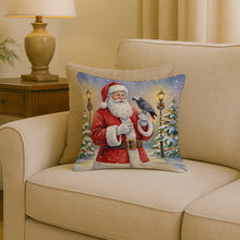 Load image into Gallery viewer, Timneh African Grey with Santa Claus Throw Pillow