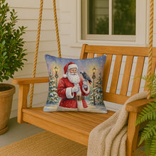 Load image into Gallery viewer, Timneh African Grey with Santa Claus Throw Pillow