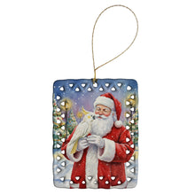 Load image into Gallery viewer, Umbrella Cockatoo with Santa Claus Porcelain Ornament