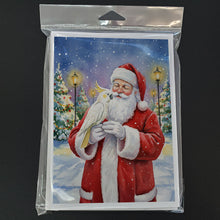 Load image into Gallery viewer, Umbrella Cockatoo with Santa Claus Greeting Cards Pack of 8