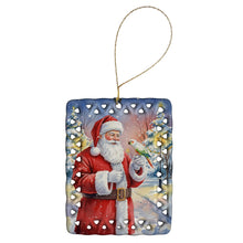 Load image into Gallery viewer, White Bellied Caique with Santa Claus Porcelain Ornament