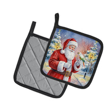 Load image into Gallery viewer, White Bellied Caique with Santa Claus Pair of Pot Holders