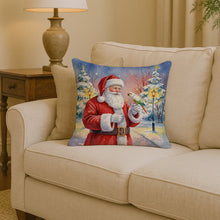 Load image into Gallery viewer, White Bellied Caique with Santa Claus Throw Pillow