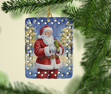 Load image into Gallery viewer, Woodpecker with Santa Claus Porcelain Ornament