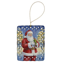 Load image into Gallery viewer, Woodpecker with Santa Claus Porcelain Ornament