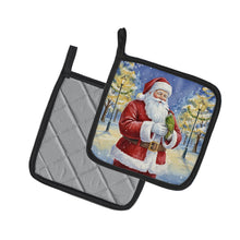 Load image into Gallery viewer, Woodpecker with Santa Claus Pair of Pot Holders
