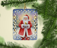 Load image into Gallery viewer, Yellowhammer with Santa Claus Porcelain Ornament