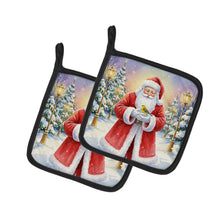 Load image into Gallery viewer, Yellowhammer with Santa Claus Pair of Pot Holders