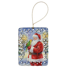 Load image into Gallery viewer, Yellow Naped Amazon with Santa Claus Porcelain Ornament