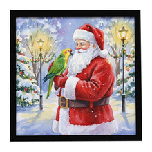 Load image into Gallery viewer, Yellow Naped Amazon with Santa Claus Framed Metal Print