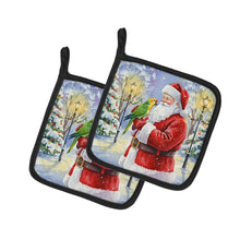Load image into Gallery viewer, Yellow Naped Amazon with Santa Claus Pair of Pot Holders