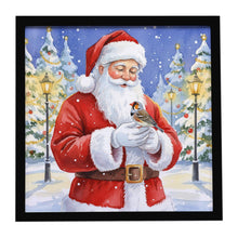 Load image into Gallery viewer, Zebra Finch with Santa Claus Framed Metal Print