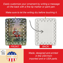 Load image into Gallery viewer, Cajun Santa Claus and the Accordion Gator Christmas Porcelain Ornament