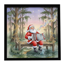 Load image into Gallery viewer, Cajun Santa Claus and the Accordion Gator Christmas Framed Metal Print