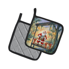 Load image into Gallery viewer, Cajun Santa Claus and the Crawfish Band Christmas Pair of Pot Holders