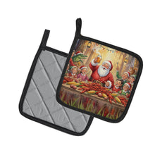 Load image into Gallery viewer, Cajun Santa Claus Crawfish Boil Christmas Pair of Pot Holders