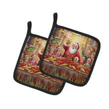 Load image into Gallery viewer, Cajun Santa Claus Crawfish Boil Christmas Pair of Pot Holders
