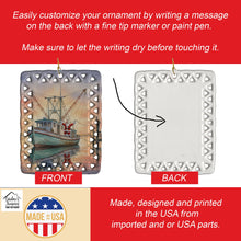Load image into Gallery viewer, Cajun Santa Claus Decorating a Shrimp Boat Christmas Porcelain Ornament