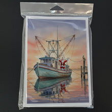 Load image into Gallery viewer, Cajun Santa Claus Decorating a Shrimp Boat Christmas Greeting Cards Pack of 8