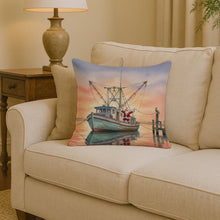 Load image into Gallery viewer, Cajun Santa Claus Decorating a Shrimp Boat Christmas Throw Pillow