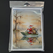 Load image into Gallery viewer, Cajun Santa Claus Delivering Gifts by Airboat Christmas Greeting Cards Pack of 8
