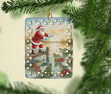 Load image into Gallery viewer, Cajun Santa Claus Feeding the Gators Christmas Porcelain Ornament