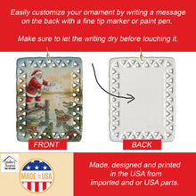 Load image into Gallery viewer, Cajun Santa Claus Feeding the Gators Christmas Porcelain Ornament