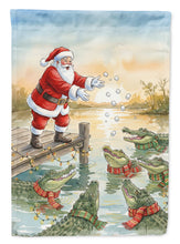 Load image into Gallery viewer, Cajun Santa Claus Feeding the Gators Christmas Garden Flag