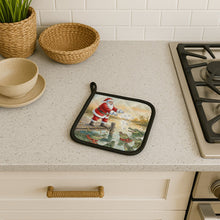 Load image into Gallery viewer, Cajun Santa Claus Feeding the Gators Christmas Pair of Pot Holders