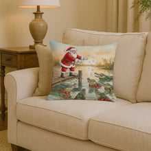 Load image into Gallery viewer, Cajun Santa Claus Feeding the Gators Christmas Throw Pillow