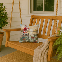 Load image into Gallery viewer, Cajun Santa Claus Feeding the Gators Christmas Throw Pillow