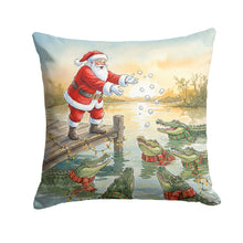 Load image into Gallery viewer, Cajun Santa Claus Feeding the Gators Christmas Throw Pillow
