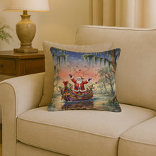 Load image into Gallery viewer, Cajun Santa Claus in the Bayou Christmas Parade Christmas Throw Pillow