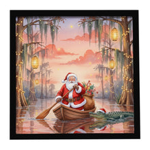 Load image into Gallery viewer, Cajun Santa Claus in the Pirogue Christmas Framed Metal Print