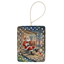 Load image into Gallery viewer, Cajun Santa Claus Playing Zydeco Christmas Porcelain Ornament