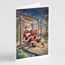 Load image into Gallery viewer, Cajun Santa Claus Playing Zydeco Christmas Greeting Cards Pack of 8
