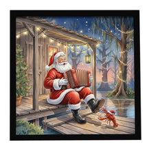 Load image into Gallery viewer, Cajun Santa Claus Playing Zydeco Christmas Framed Metal Print