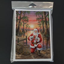Load image into Gallery viewer, Cajun Santa Claus with Crawfish Christmas Greeting Cards Pack of 8