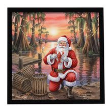 Load image into Gallery viewer, Cajun Santa Claus with Crawfish Christmas Framed Metal Print