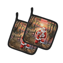 Load image into Gallery viewer, Cajun Santa Claus with Crawfish Christmas Pair of Pot Holders