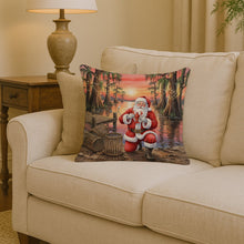 Load image into Gallery viewer, Cajun Santa Claus with Crawfish Christmas Throw Pillow