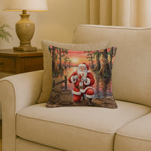 Load image into Gallery viewer, Cajun Santa Claus with Crawfish Christmas Throw Pillow