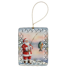 Load image into Gallery viewer, Fishing Santa Claus with Bluegill Christmas Porcelain Ornament