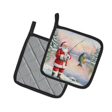 Load image into Gallery viewer, Fishing Santa Claus with Bluegill Christmas Pair of Pot Holders