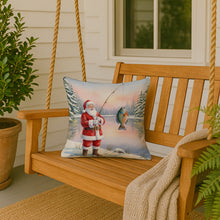 Load image into Gallery viewer, Fishing Santa Claus with Bluegill Christmas Throw Pillow