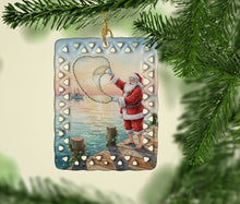 Load image into Gallery viewer, Fishing Santa Claus with Castnet Christmas Porcelain Ornament