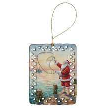 Load image into Gallery viewer, Fishing Santa Claus with Castnet Christmas Porcelain Ornament